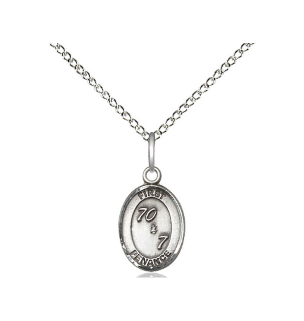 Bliss Small Engravable First Penance 70 x 7 Sterling Silver Medal Necklace