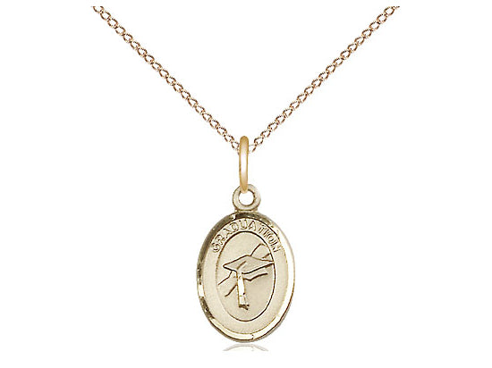 Gold-filled Small Child's Graduation Oval Medal Necklace