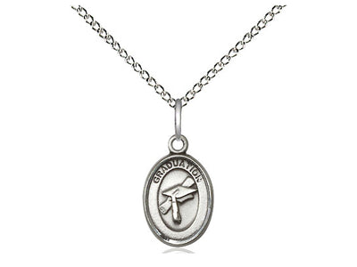 Sterling Silver Small Child's Graduation Oval Medal Necklace, Bliss Manufacturing