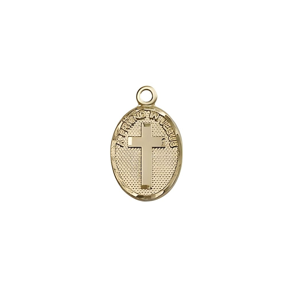 Bliss Jesus Friend In Jesus Cross 14kt Gold Medal, Measures 1/2-inch tall by 1/4-inch wide