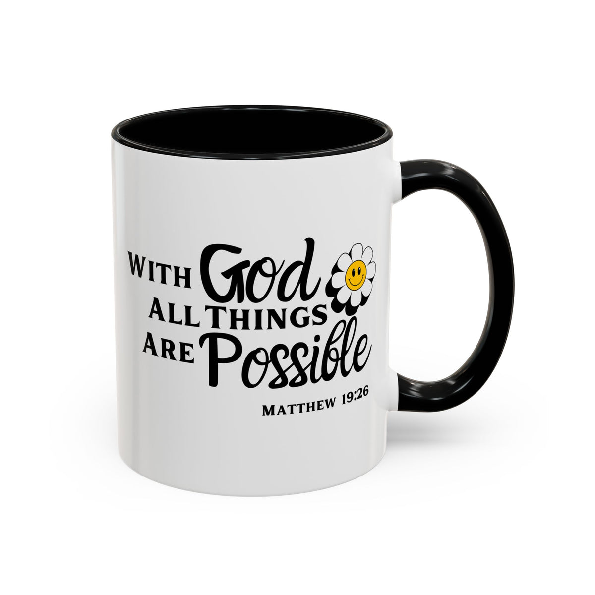 Inspirational Coffee Mug With God All Things Are Possible| 11oz Accent Coffee Cup