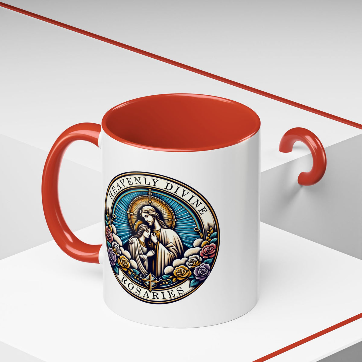 Heavenly Divine Rosaries Logo Coffee Cup 11oz Cereamic Accent Color Mug