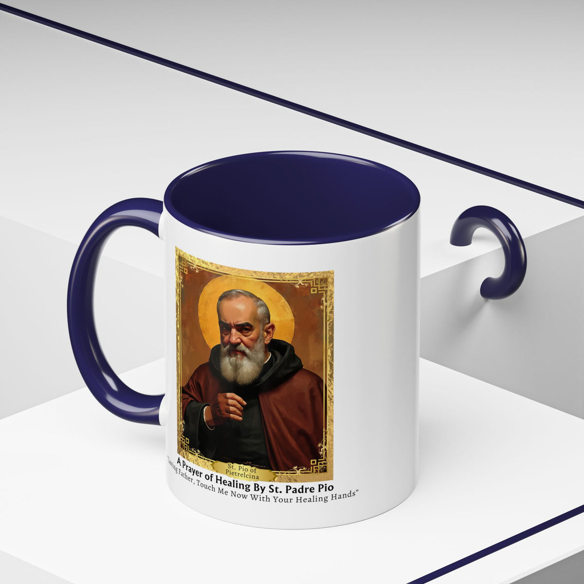 St. Padre Pio Healing Prayer Card Devotional Coffee Mug - 11oz Accent Cup