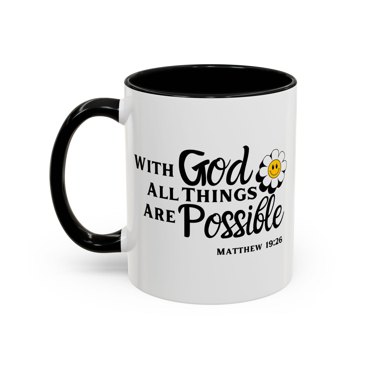 Inspirational Coffee Mug With God All Things Are Possible| 11oz Accent Coffee Cup