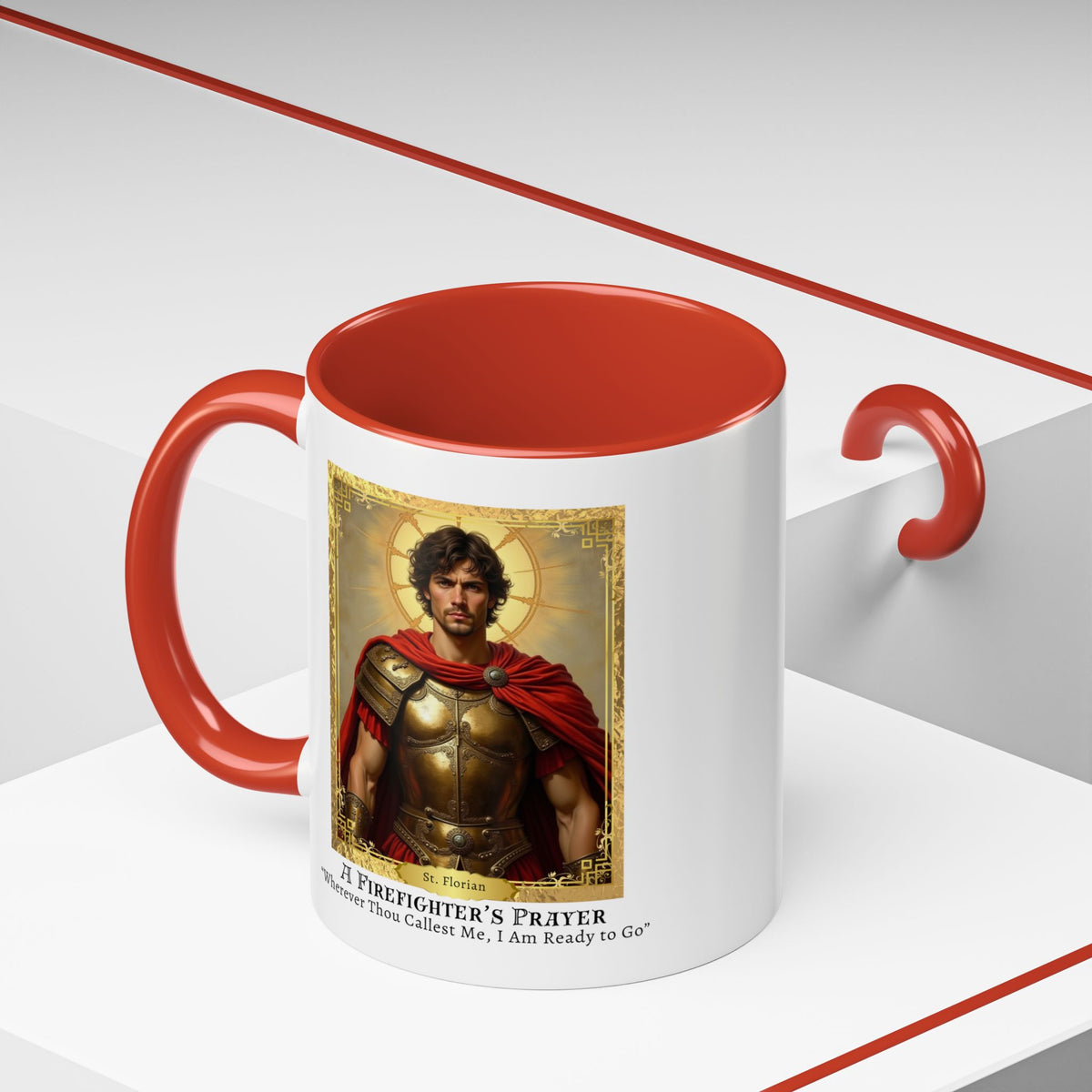 St. Florian 'A Firefighter's Prayer' Prayer Card Devotional Coffee Mug - Inspirational Cup for Firefighters