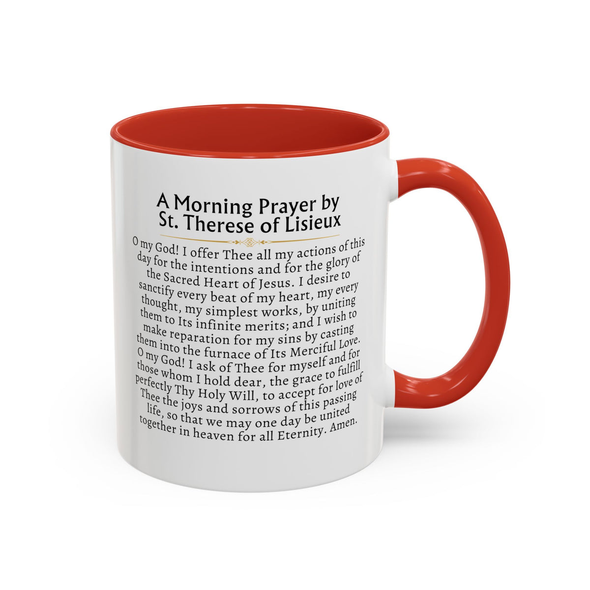 St. Therese of Lisieux Quote & Morning Prayer Card Devotional Coffee Mug - 11oz Little Flower Accent Cup