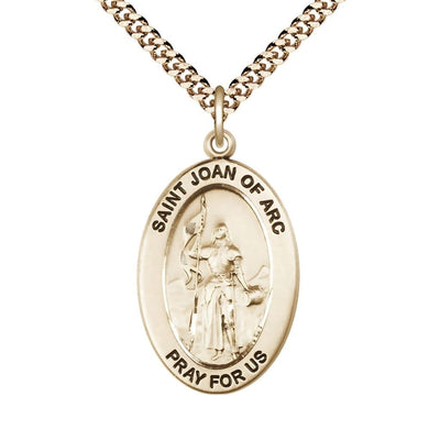 St. Joan of Arc 14kt Gold-filled Oval Necklace with 24 inch Gold-Plated Chain, Medal Measures 1-inch tall by 5/8-inch wide, Bliss Manufacturing