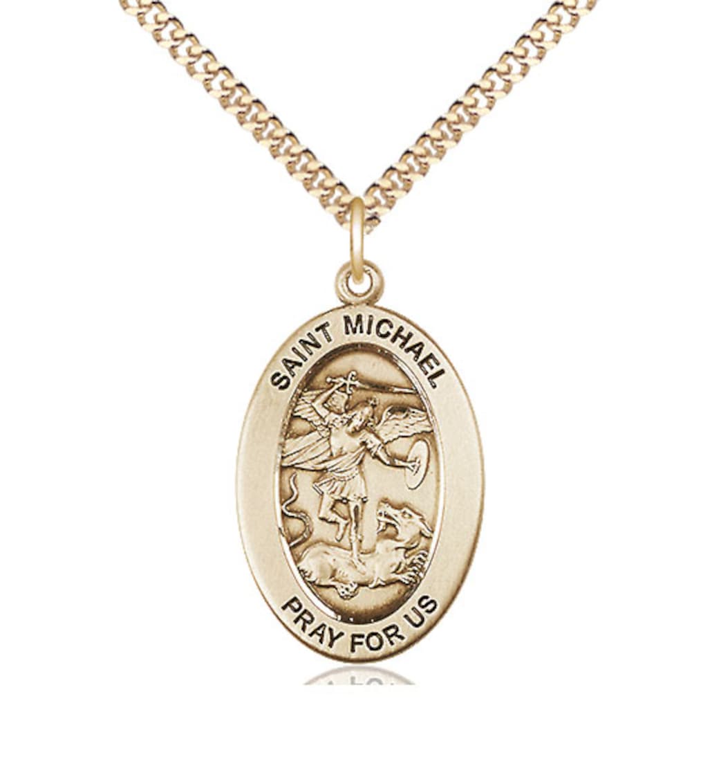 Gold-filled Oval St Michael the Archangel Pendant