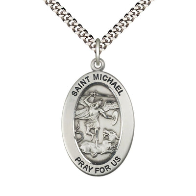 Sterling Oval St Michael the Archangel Pendant, Bliss Manufacturing
