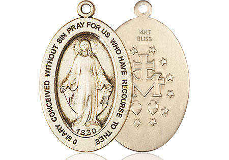 Bliss Manufacturing Oval Miraculous Medal 14kt Gold Pendant