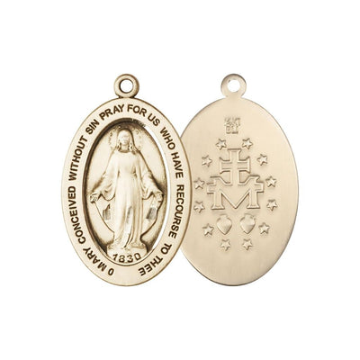 Oval Miraculous Medal 14kt Gold Pendant, Bliss Manufacturing