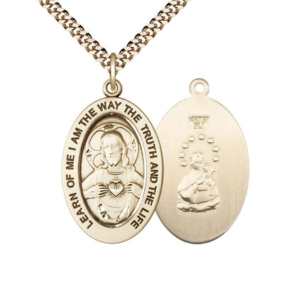 St. Scapular 14kt Gold-filled Oval Necklace with 24 inch Gold-Plated Chain, Medal Measures 1-inch tall by 5/8-inch wide, Bliss Manufacturing