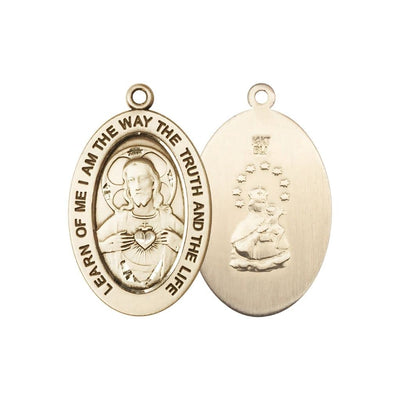 St. Scapular 14kt Gold Oval Pendant, Medal Measures 1-inch tall by 5/8-inch wide, Bliss Manufacturing