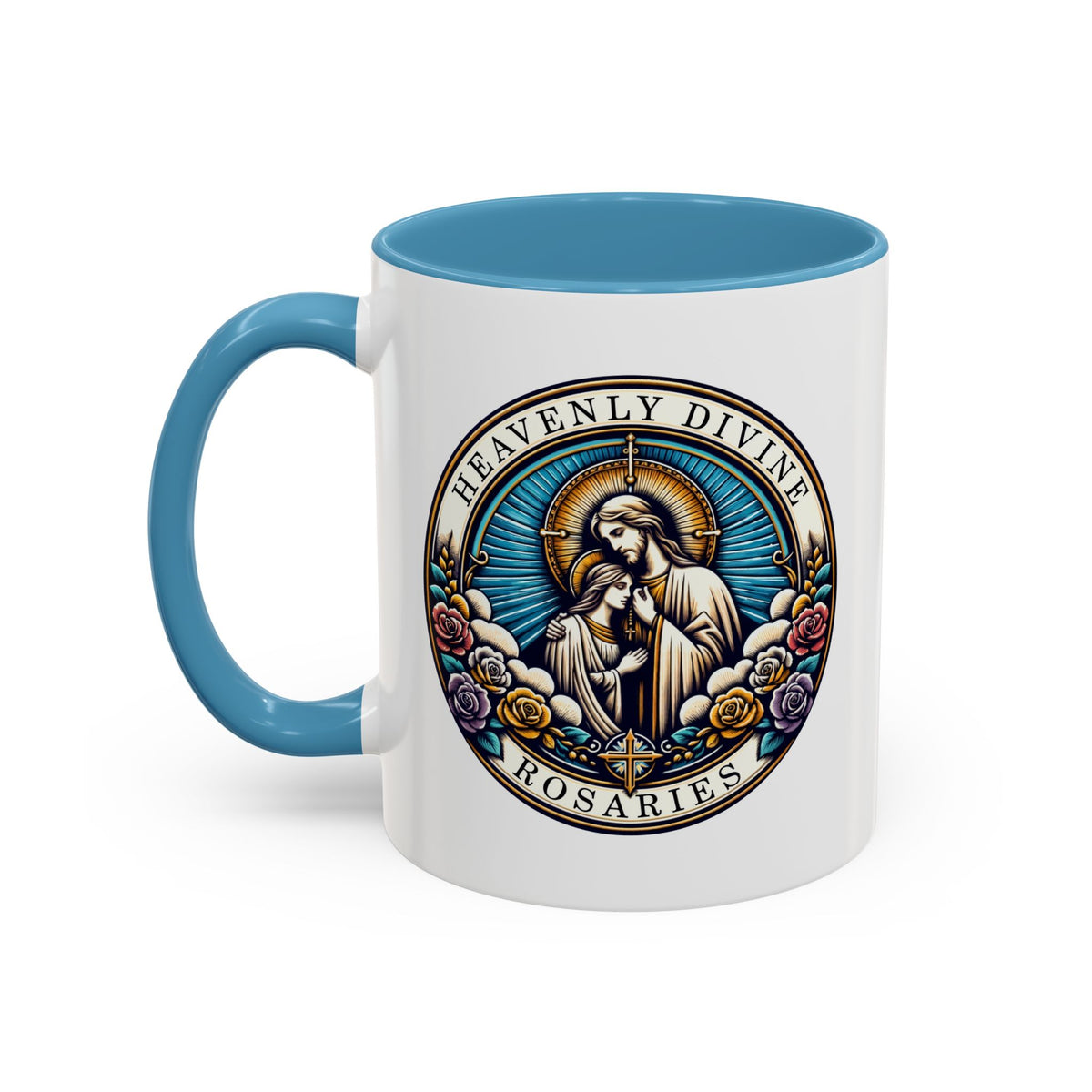 Heavenly Divine Rosaries Logo Coffee Cup 11oz Cereamic Accent Color Mug