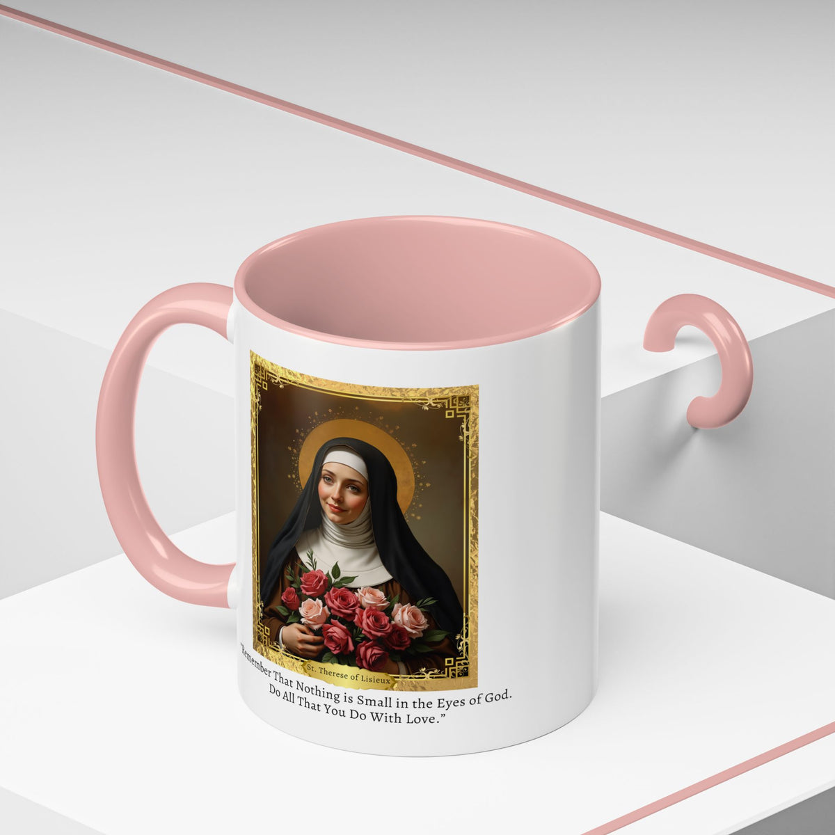 St. Therese of Lisieux Quote & Morning Prayer Card Devotional Coffee Mug - 11oz Little Flower Accent Cup