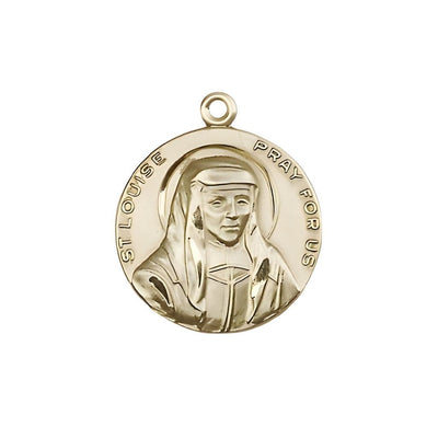 St. Louise de Marillac 14kt Gold Round Medal Pendant, Measures 3/4-inch tall by 5/8-inch wide, Bliss Manufacturing