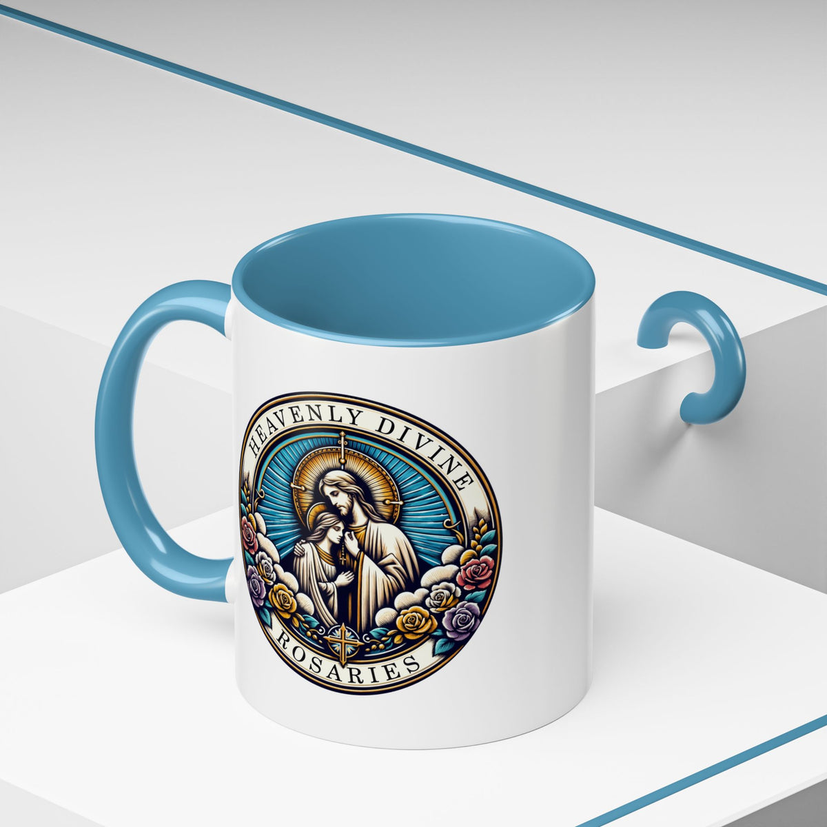 Heavenly Divine Rosaries Logo Coffee Cup 11oz Cereamic Accent Color Mug