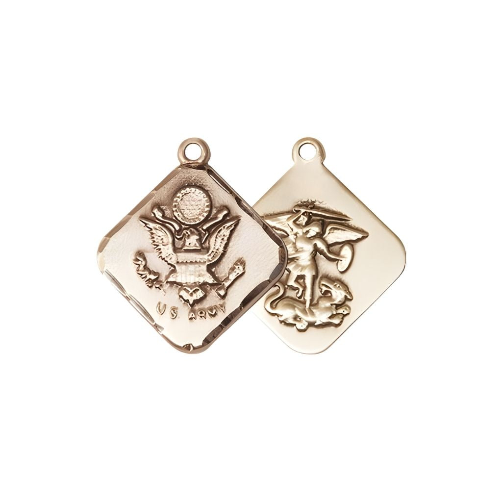 Medal Front and Back of the Adjustable St. Michael Army Gold Plated rosary bracelet