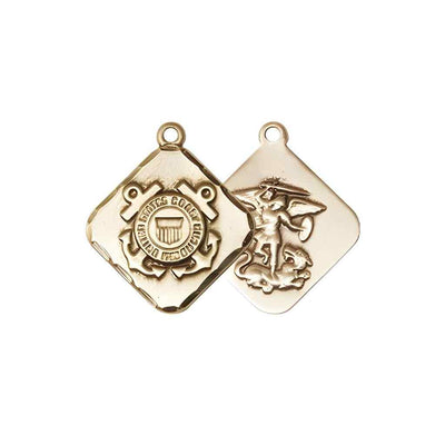 Front and Back of St. Michael Coast Guard Gold Medal for the 8mm Crystal Rosary Bracelet