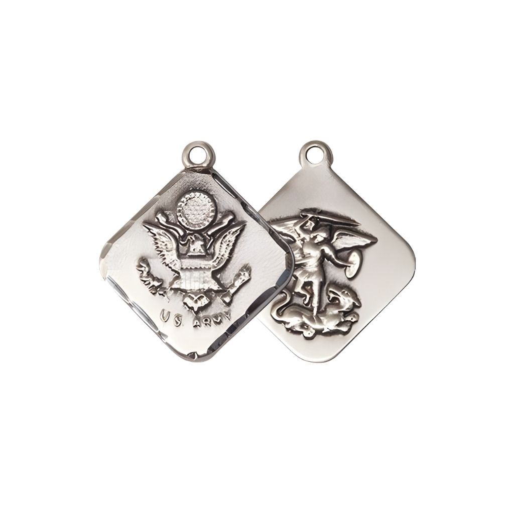 Front and Back of the Adjustable St. Michael Army Silver Plated rosary bracelet