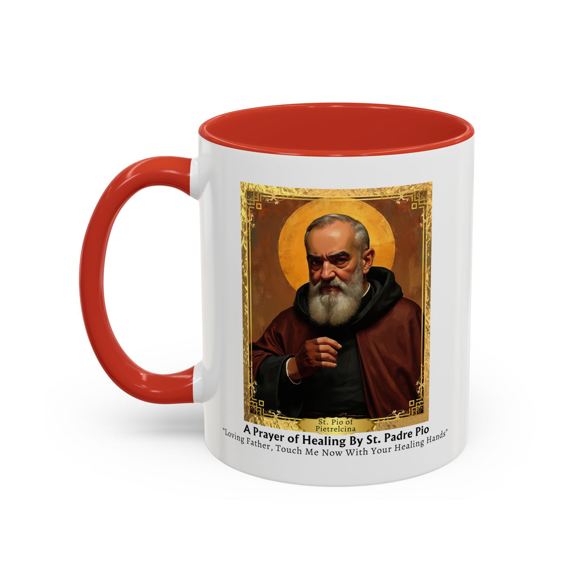 St. Padre Pio Healing Prayer Card Devotional Coffee Mug - 11oz Accent Cup