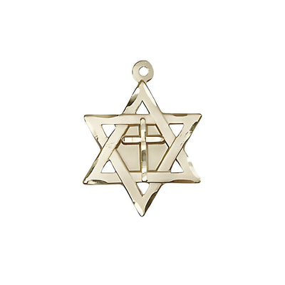 Sterling Silver Star of David w/Cross Medal Only, 7/8-inch tall by 5/8-inch wide, Bliss Manufacturing