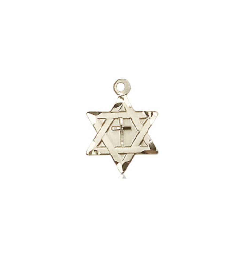 Bliss 14kt Gold Star of David w/ Cross Medal Only,