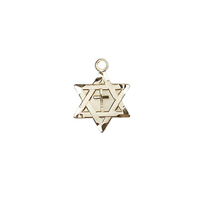 14kt Gold Star of David w/ Cross Medal Only, 1/2-inch tall by 3/8-inch wide, Bliss Manufacturing