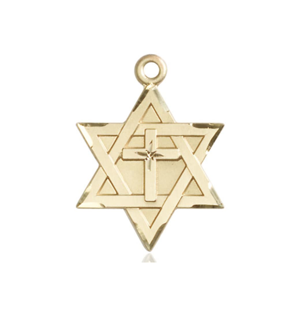 Bliss Large 14kt Gold Star of David w/ Cross Medal,