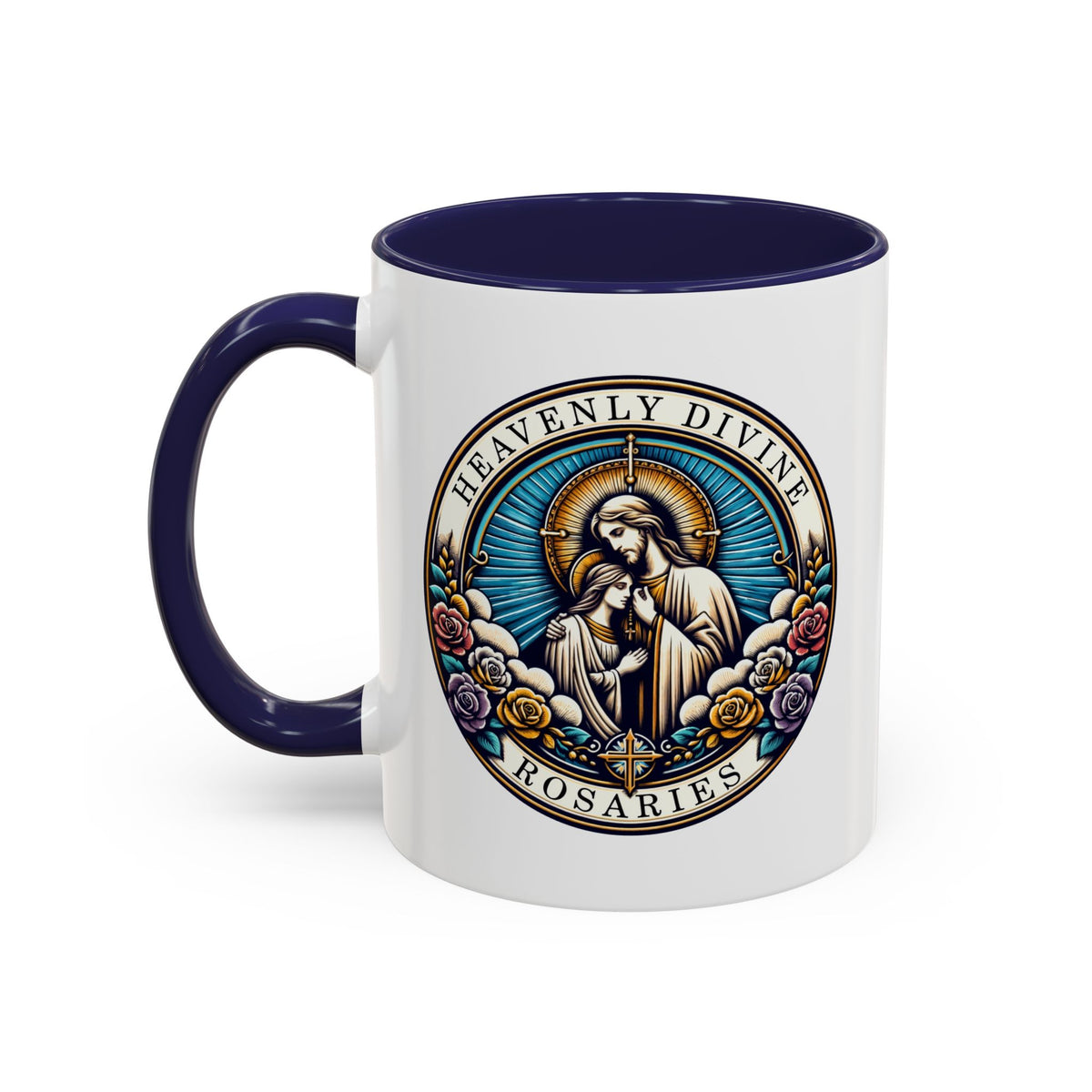 Heavenly Divine Rosaries Logo Coffee Cup 11oz Cereamic Accent Color Mug