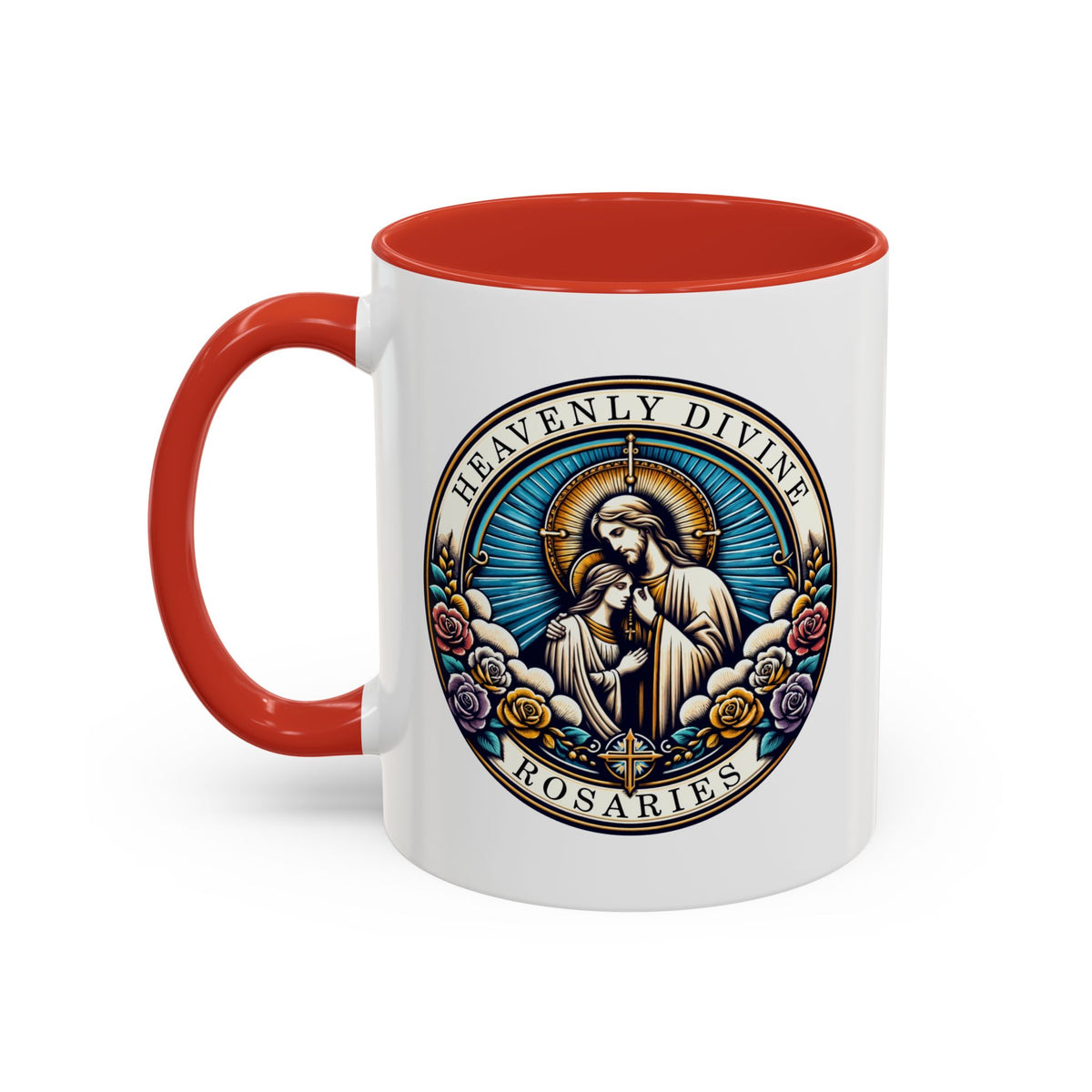 Heavenly Divine Rosaries Logo Coffee Cup 11oz Cereamic Accent Color Mug