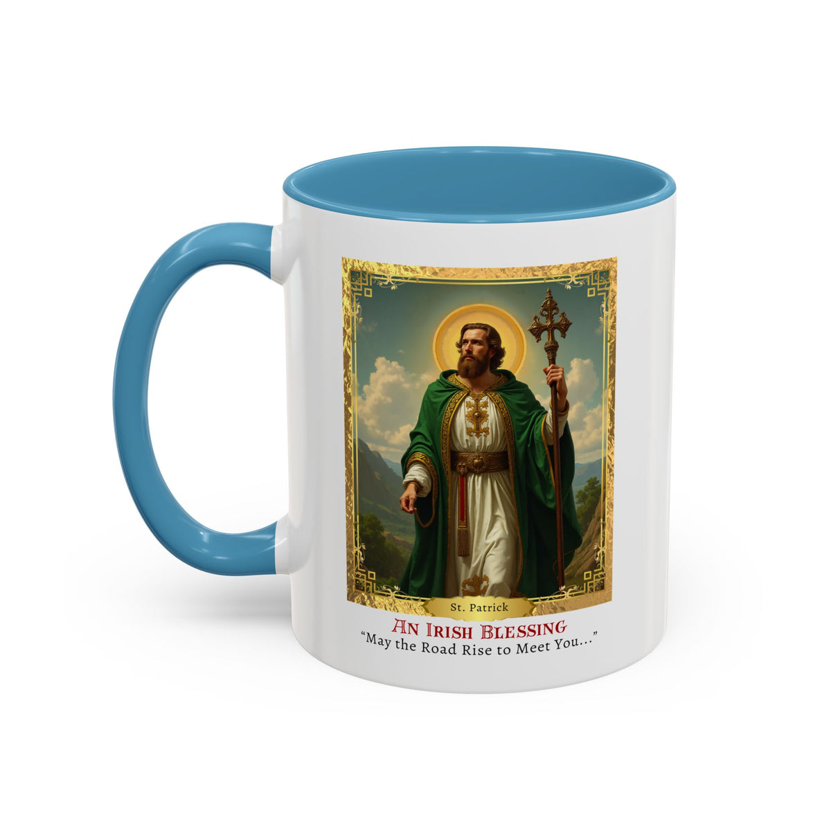 St. Patrick Irish Blessing Prayer Card Devotional Coffee Mug - 11oz Accent Cup