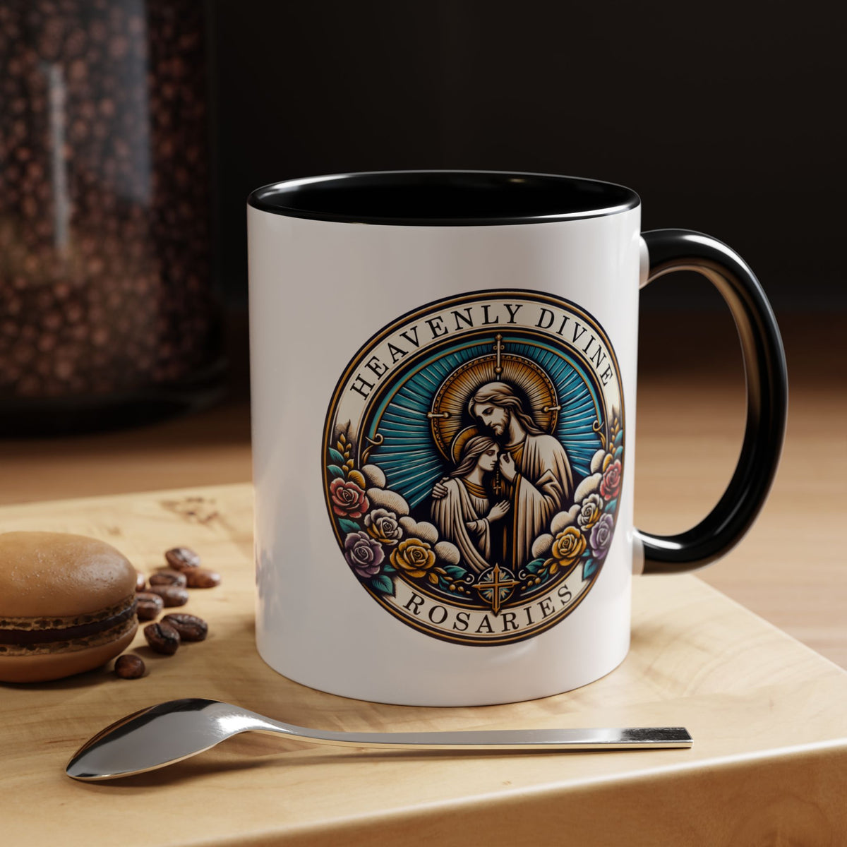 Heavenly Divine Rosaries Logo Coffee Cup 11oz Cereamic Accent Color Mug