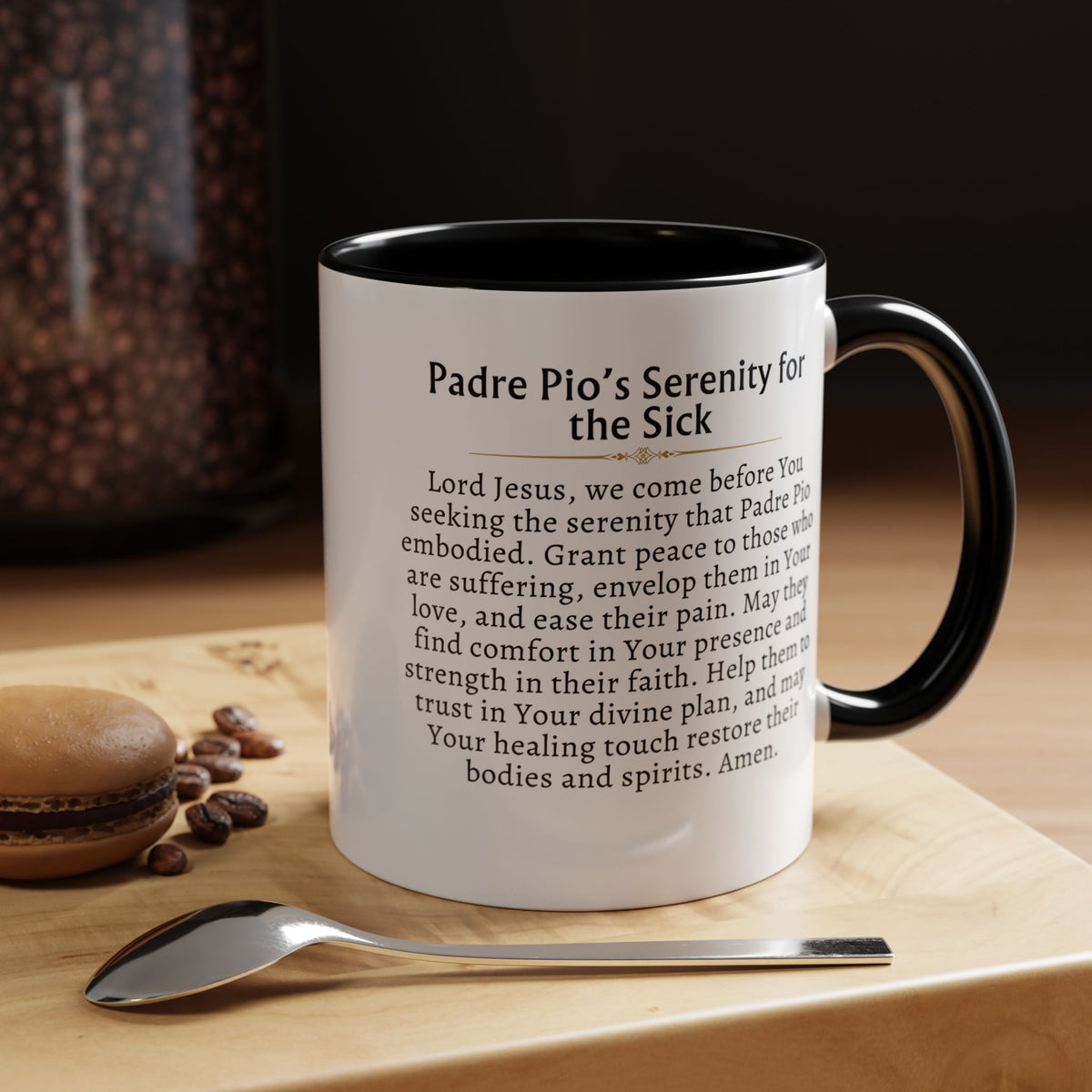 St. Padre Pio Serenity of The Sick Prayer Card Devotional Coffee Mug - 11oz Accent Cup