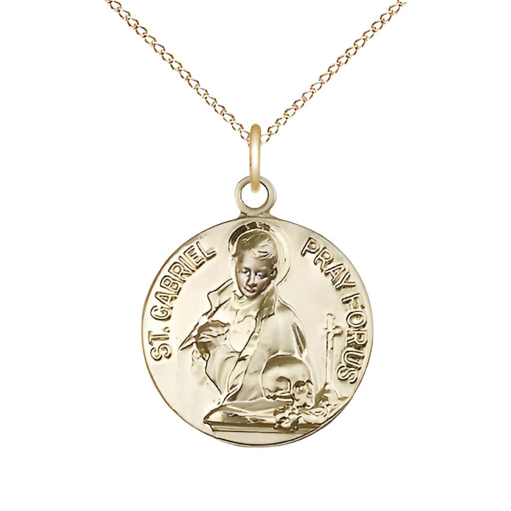 Bliss St. Gabriel of the Blessed 14kt Gold-filled Round Medal with Gold-filled Chain, Size 3/4",