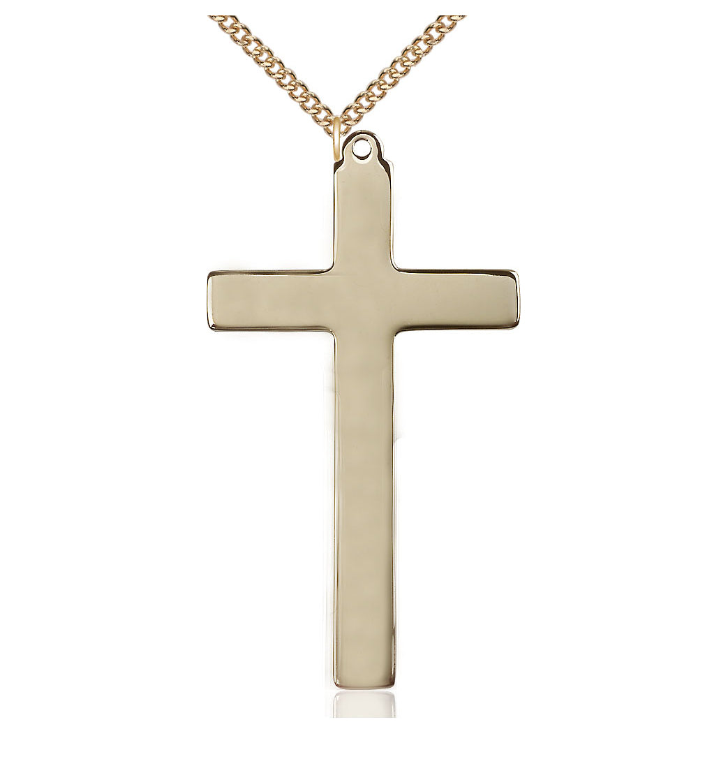 Bliss 14kt Gold Filled Choir Cross Pendant on a Gold Filled Heavy Curb Chain,