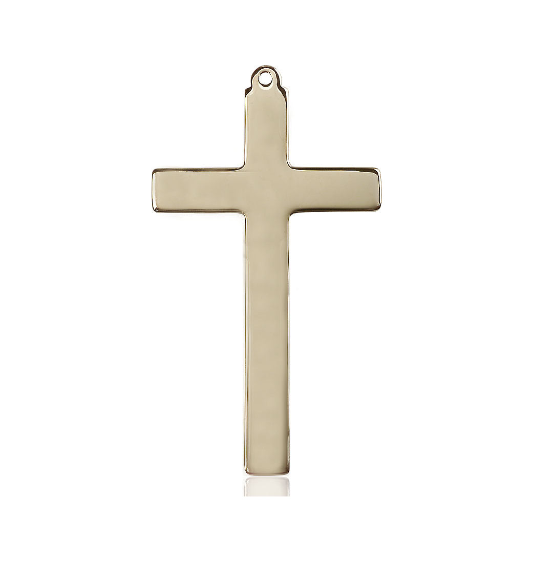 Bliss 14kt Gold Large Plain Church Choir Cross Pendant Medal,