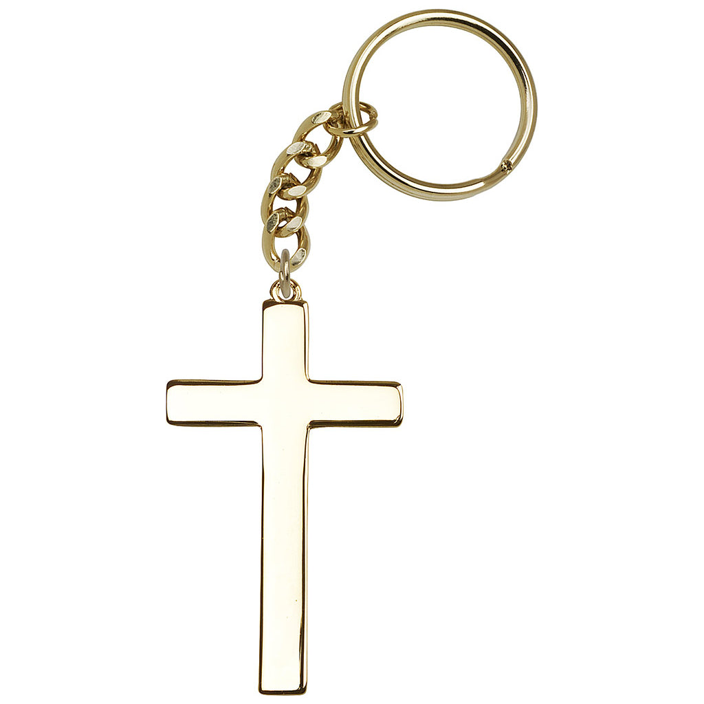 Gold Choir Cross Key Chain