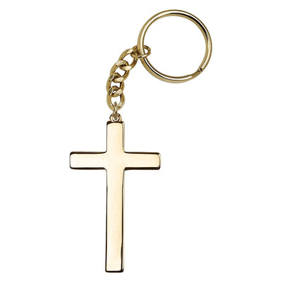 Gold Tone Choir Cross Key Chain, Made in USA, Bliss Manufacturing