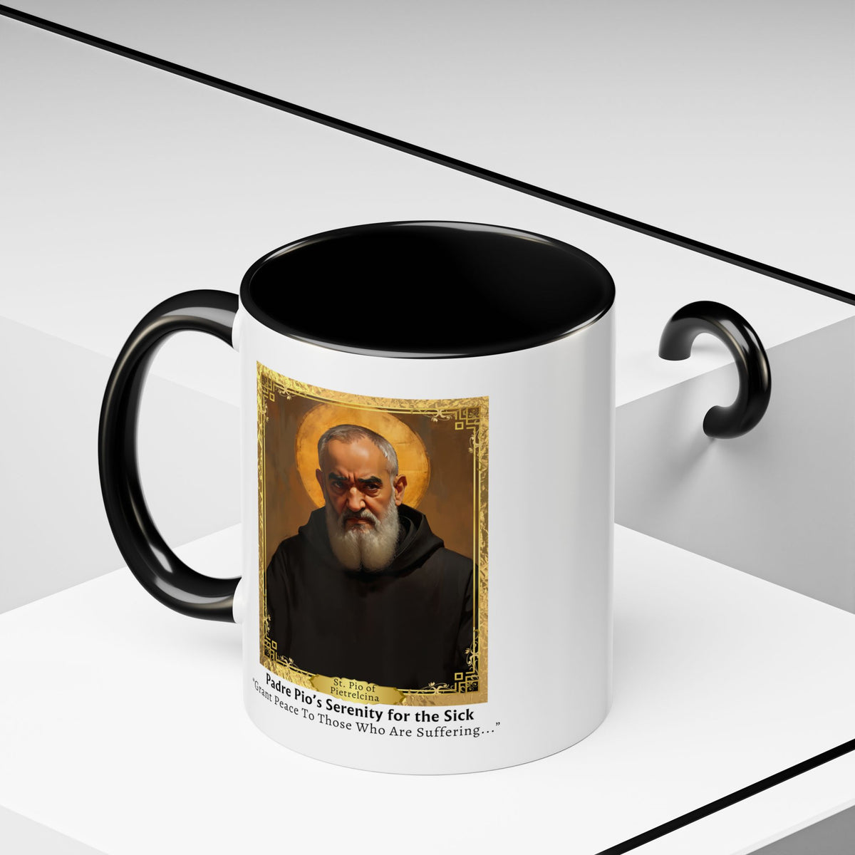 St. Padre Pio Serenity of The Sick Prayer Card Devotional Coffee Mug - 11oz Accent Cup