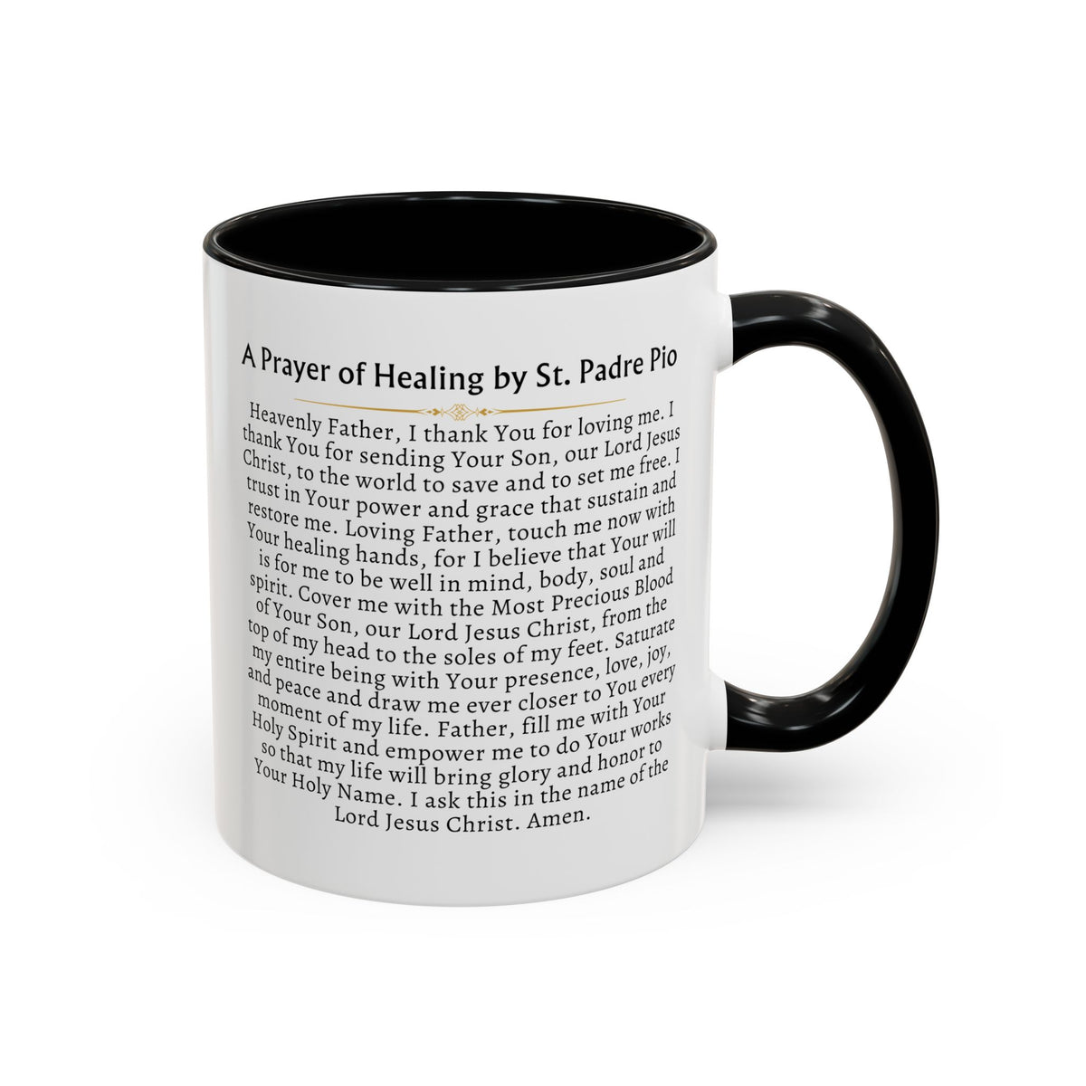 St. Padre Pio Healing Prayer Card Devotional Coffee Mug - 11oz Accent Cup