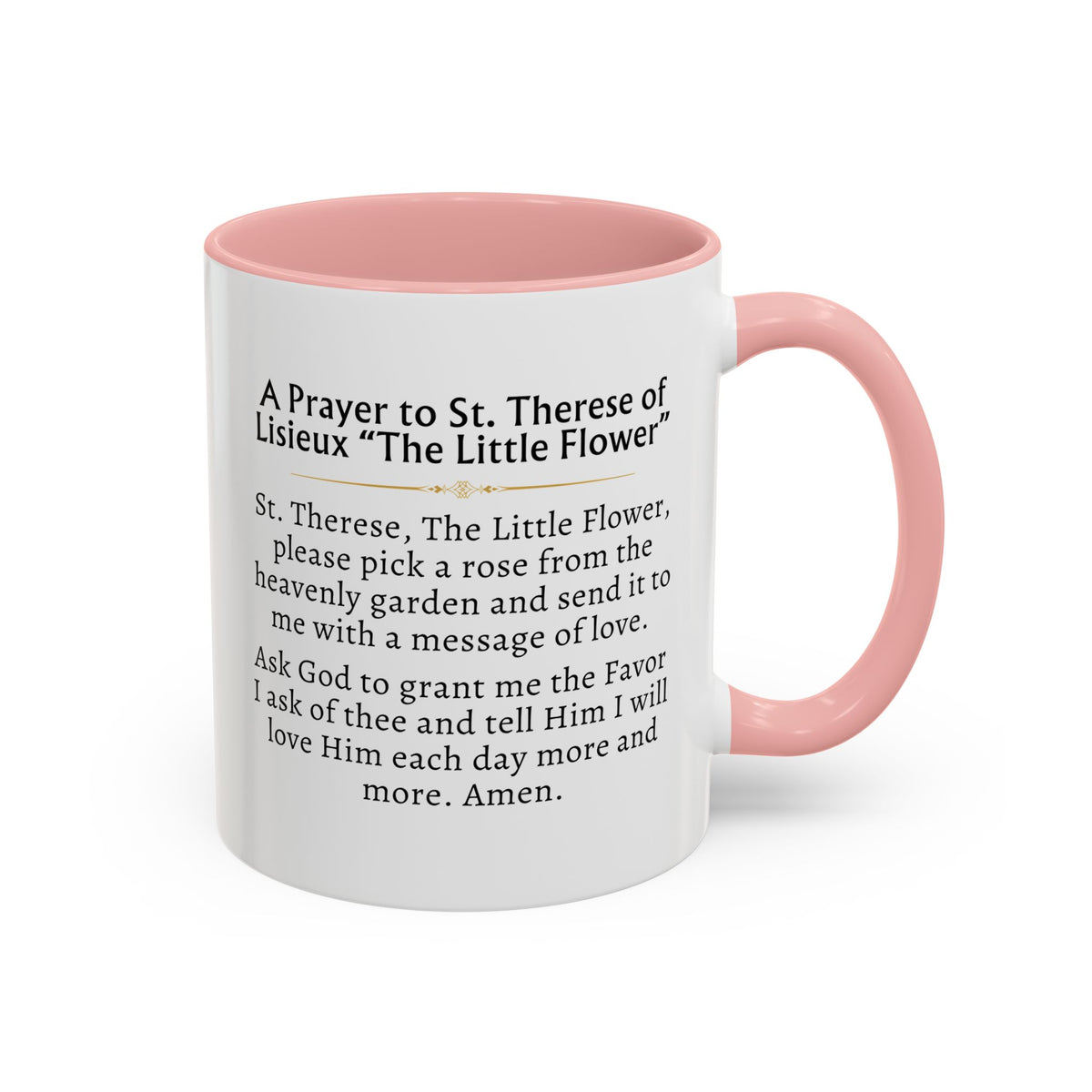 St. Therese of Lisieux Rose from Heaven Prayer Card Devotional Coffee Mug - 11oz Little Flower Accent Cup