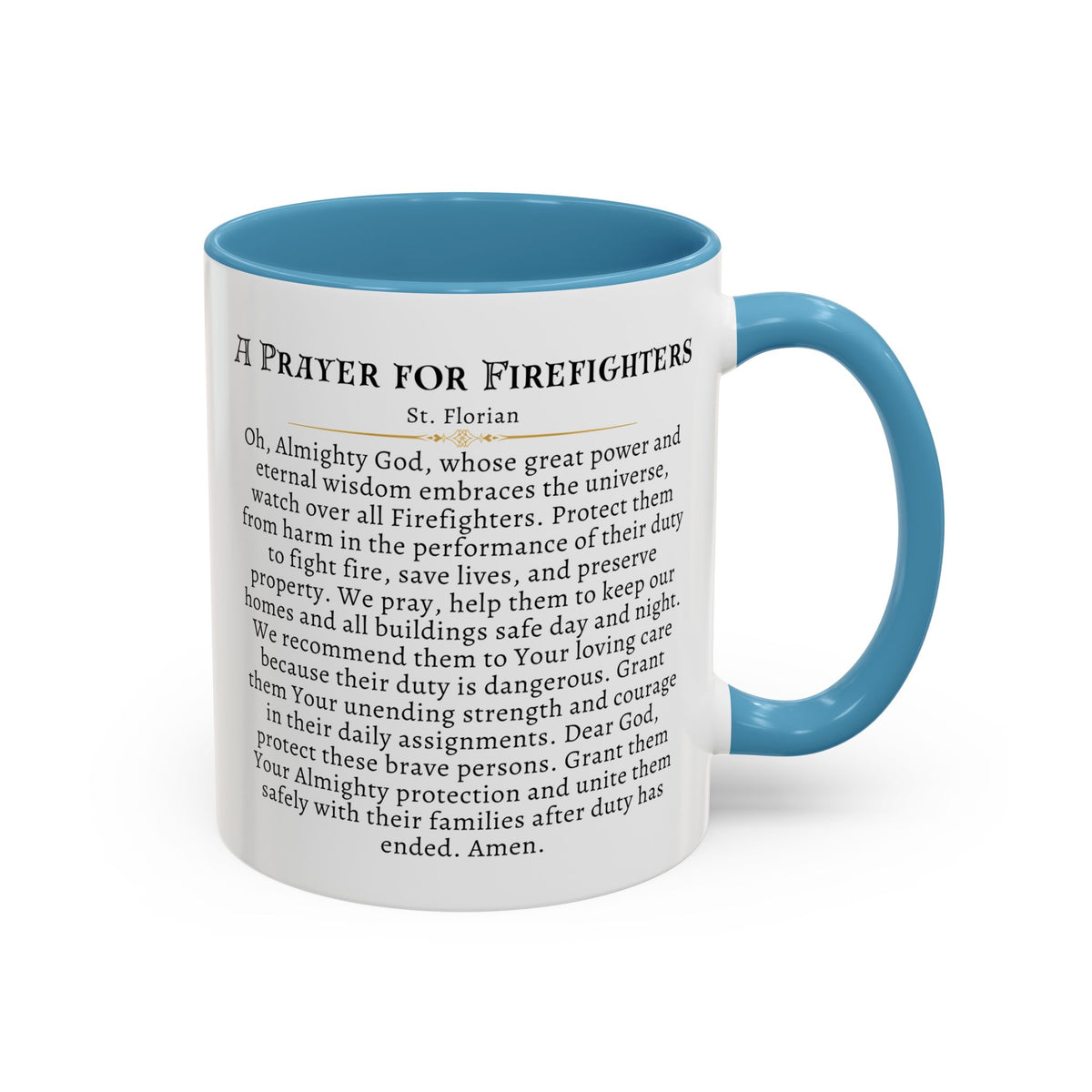 St. Florian 'A Prayer For Firefighters' Prayer Card Devotional Coffee Mug - 11oz Accent Cup