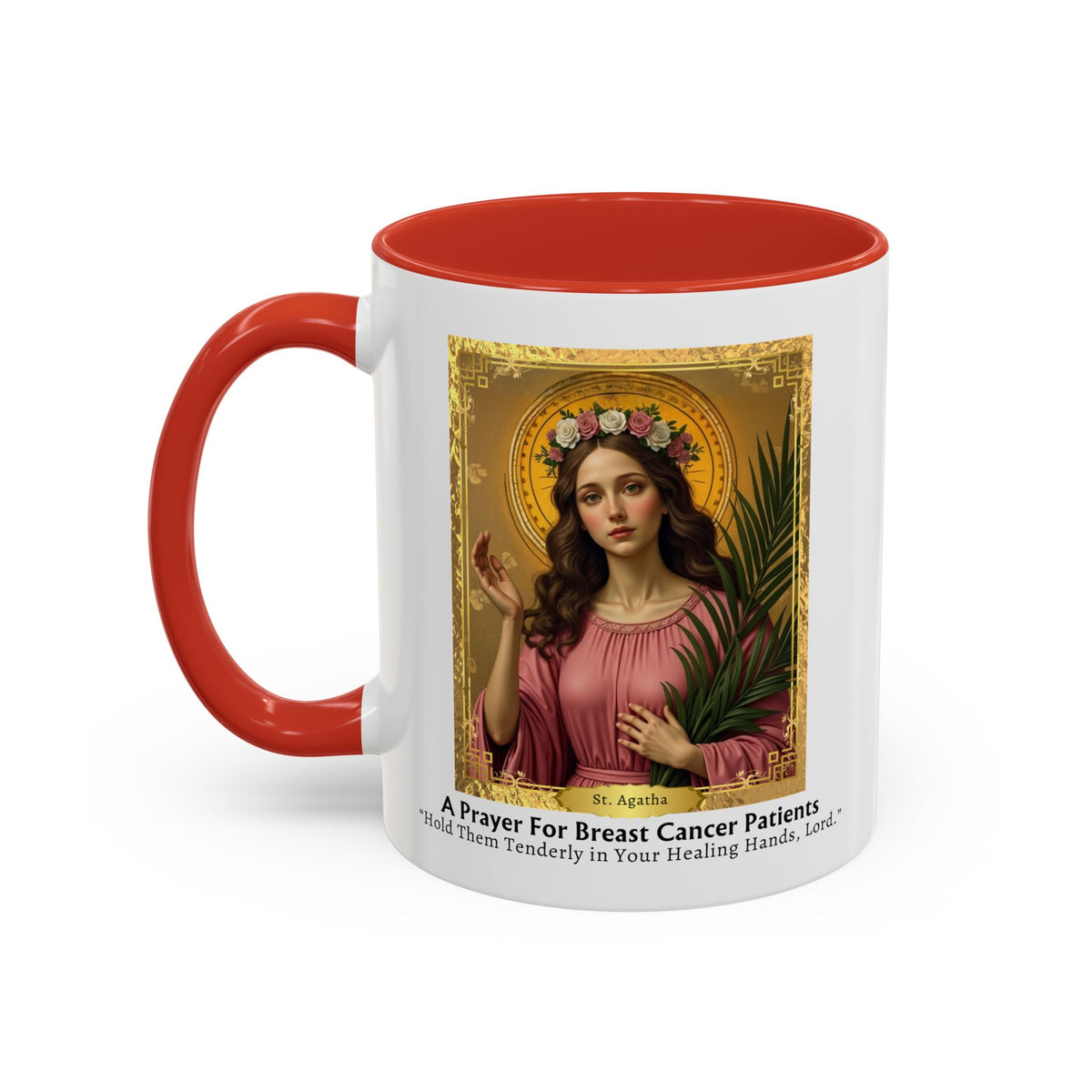 St. Agatha 'Prayer For Breast Cancer Patients' Prayer Card Devotional Coffee Mug - Accent Mug 11oz