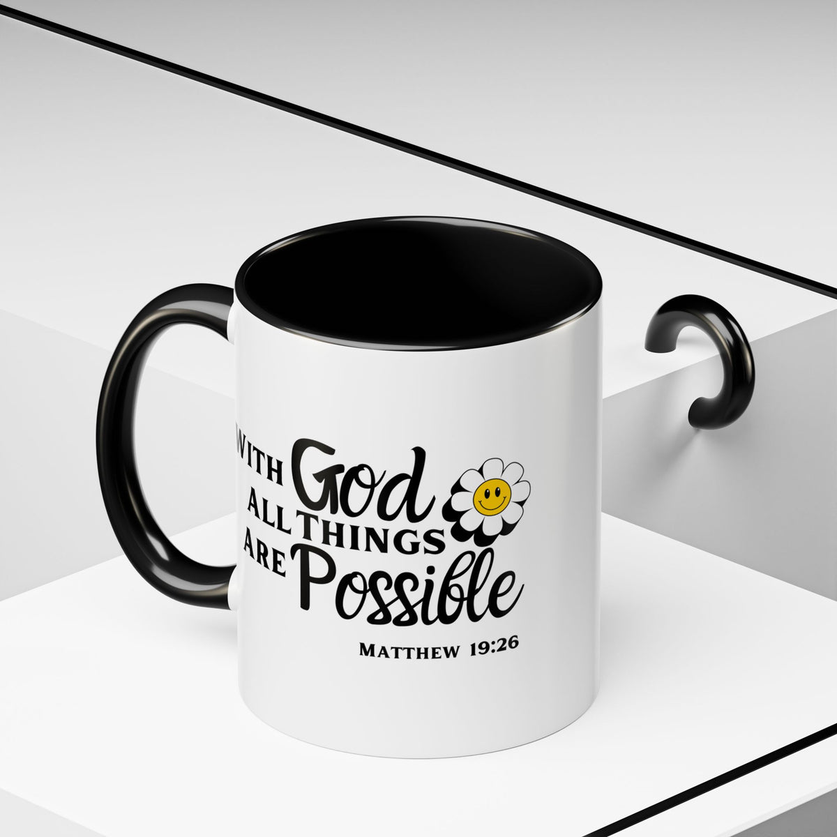 Inspirational Coffee Mug With God All Things Are Possible| 11oz Accent Coffee Cup