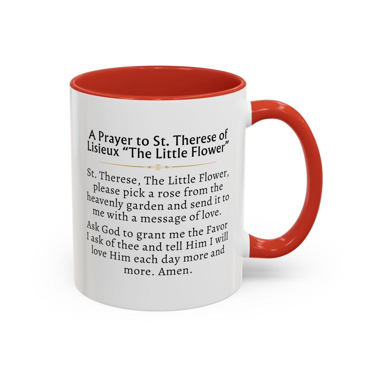 St. Therese of Lisieux Rose from Heaven Prayer Card Devotional Coffee Mug - 11oz Little Flower Accent Cup