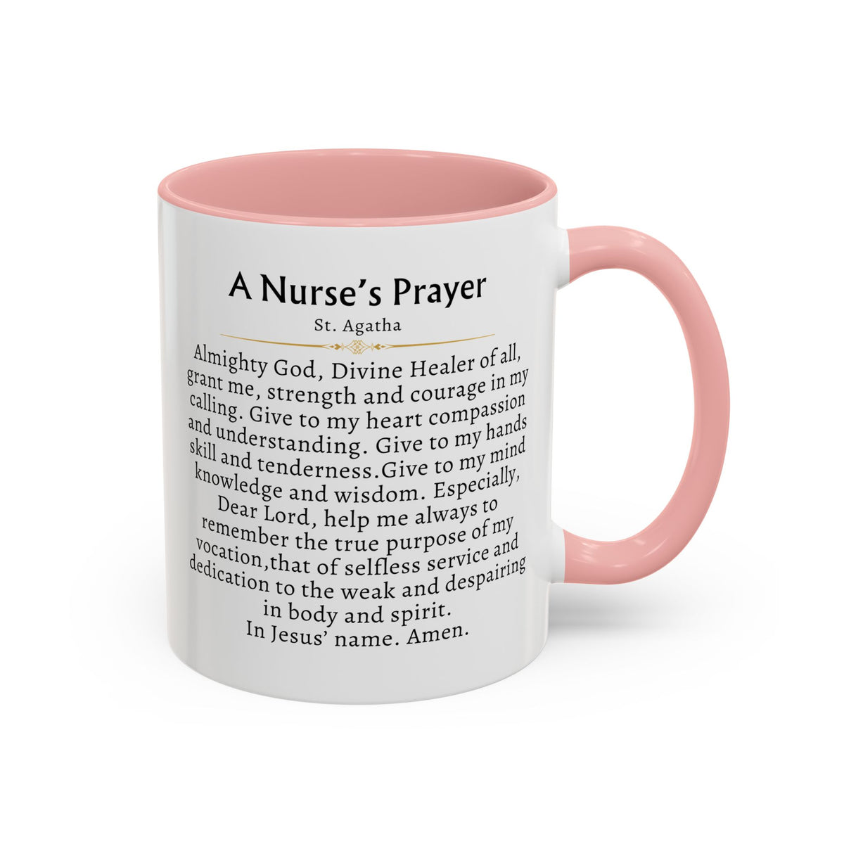 St. Agatha Nurse's Prayer Card Devotional Coffee Mug - Accent Mug 11oz