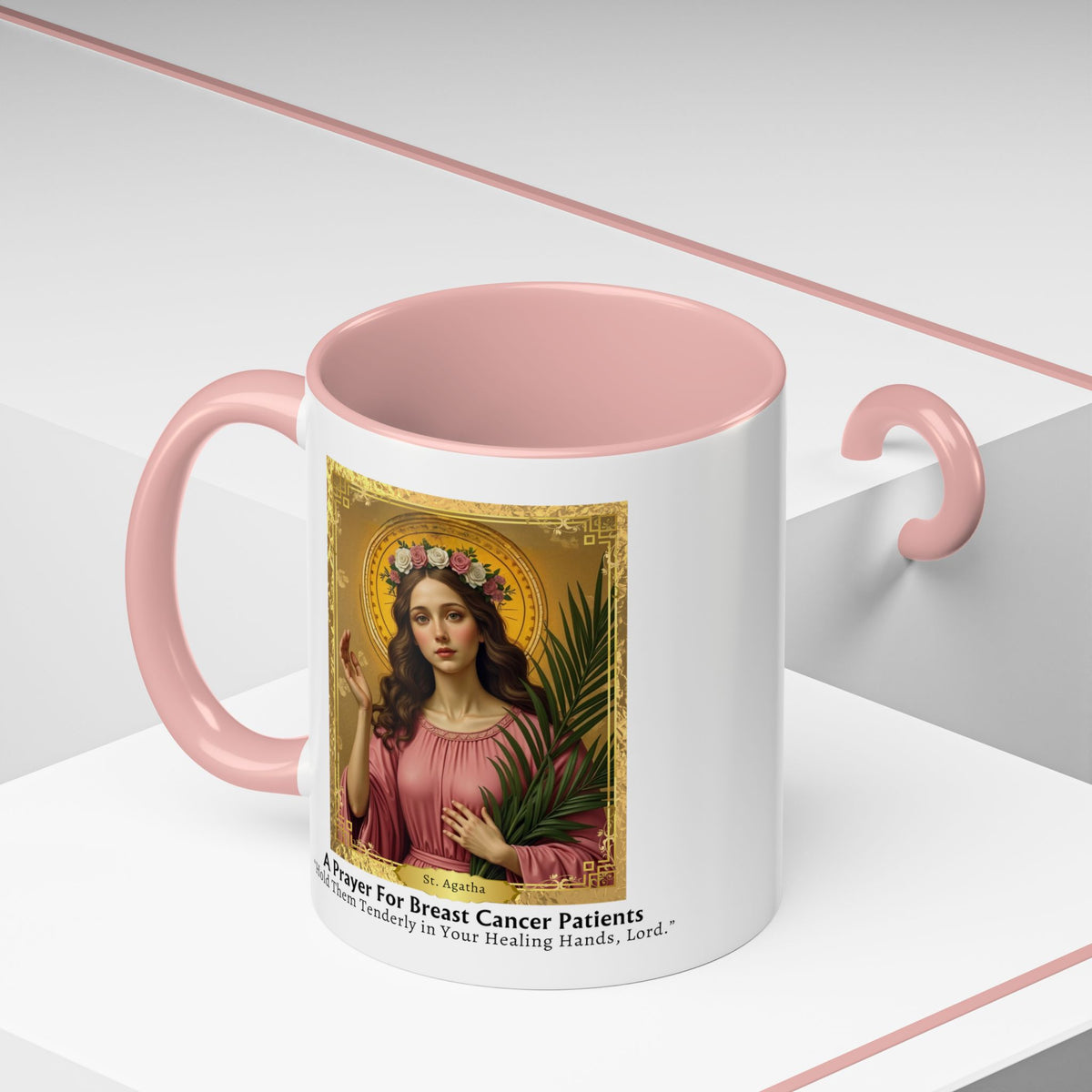 St. Agatha 'Prayer For Breast Cancer Patients' Prayer Card Devotional Coffee Mug - Accent Mug 11oz