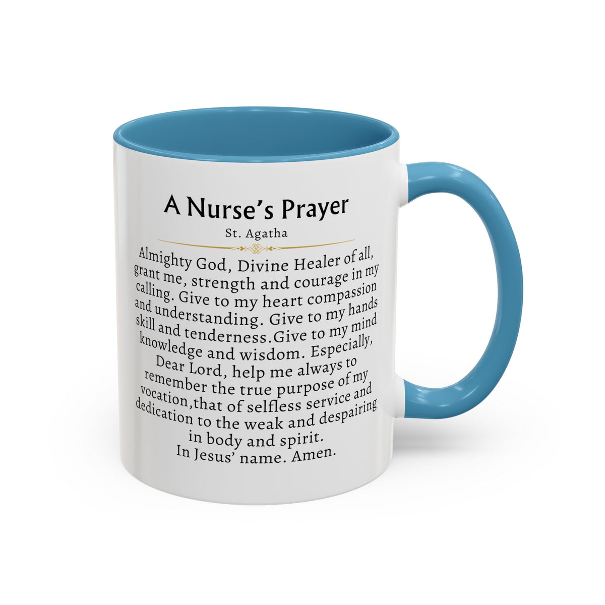 St. Agatha Nurse's Prayer Card Devotional Coffee Mug - Accent Mug 11oz