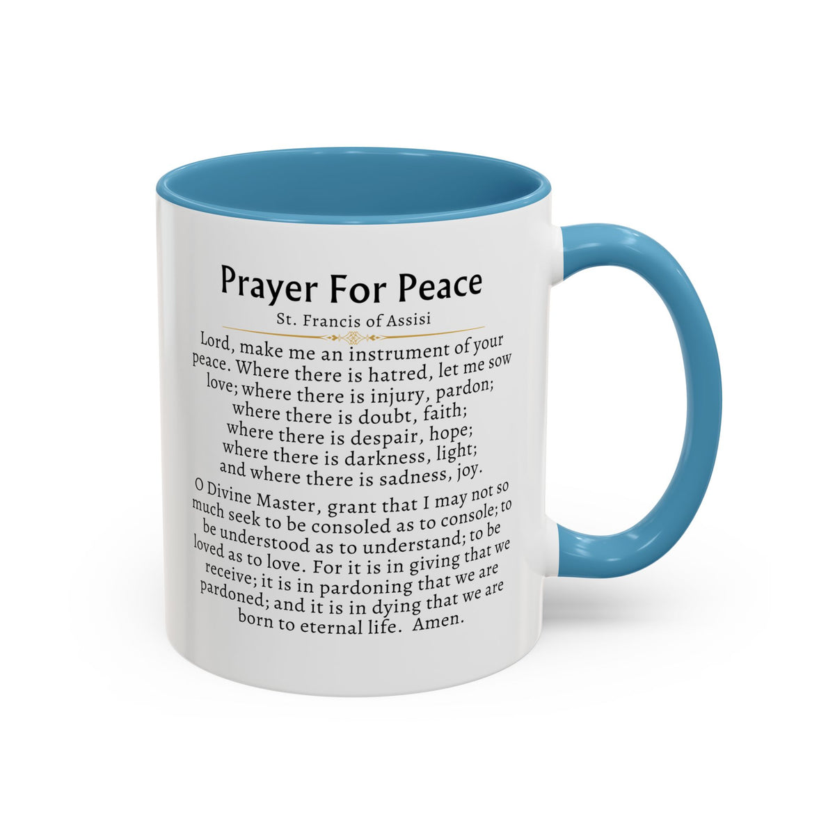 St. Francis Prayer For Peace - Prayer Card Devotional Coffee Mug - Accent Mug 11oz